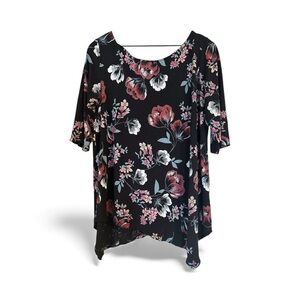 Terra & Sky Black Floral Blouse